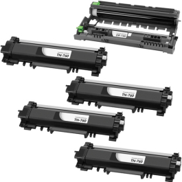 thumbnail image 2 of Cool Toner 5-Pack Compatible TN760 Toner Cartridges – For Brother DCP-L2550DW, HL-L2350DW, MFC-L2710DW – Black, 3,000 Pages Each 2 of 5