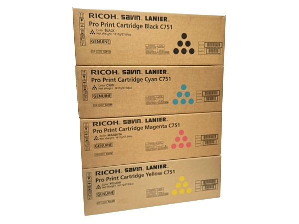 Genuine Ricoh Pro C651 & C751 Complete Toner Set (828185,828186