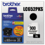 Brother LC-652PKS Ink Cartridge, High Yield, 2/Pack - Black (Genuine)