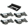 Compatible Brother TN450 High-Yield Toner and DR420 Drum Unit Package Includes (4) TN450 Toners and (1) DR420 Drum - 5 Pack