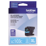 Brother Genuine OEM LC103C (LC-103C) High Yield Cyan Inkjet Cartridge (600 YLD)