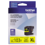 Brother Genuine OEM LC103Y (LC-103Y) High Yield Yellow Inkjet Cartridge (600 YLD)