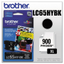 Brother Genuine OEM LC65HYBK (LC-65HYBK) High Yield Black Inkjet Cartridge (900 YLD)