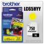 Brother Genuine OEM LC65HYY (LC-65HYY) High Yield Yellow Inkjet Cartridge (750 YLD)
