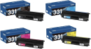 Genuine Brother TN331 Toner Cartridge Set (TN331BK, TN331C, TN331M, TN331Y)